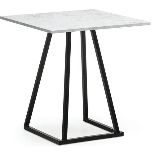 Table Linea Dinner 70x70x74cm Noir Mélamine Marble White