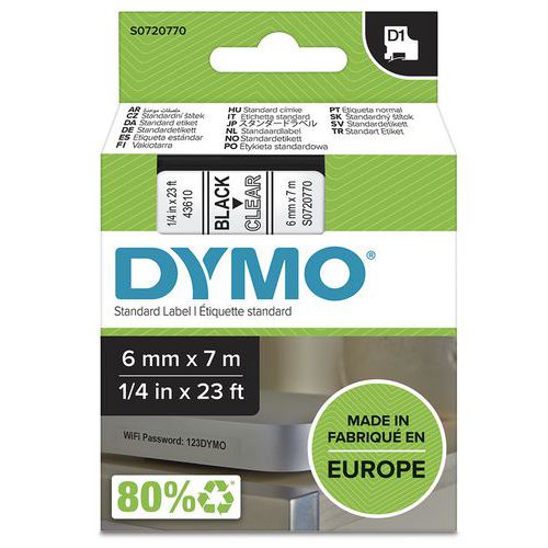 Dymo 1 Cassette De Ruban D1 Largeur 6 Mm - Dymo
