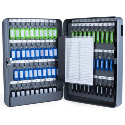 Pavo - Armoire à clés - Gris Mat - 28 cm x 37 cm - 140 clés - Acier Robuste
