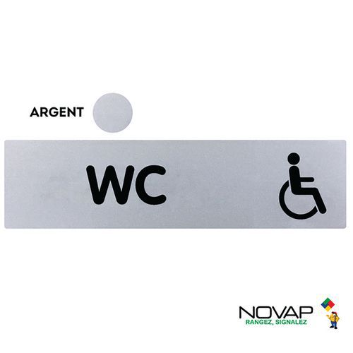 Plaquette - 170x45mm - Wc Handicapés - Argent