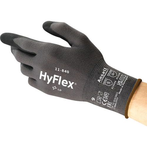 Ansell - Gants HyFlex 11-840 - Taille 9 - Nitrile Paume - Manutention Légère - Alimentaire - Oeko-Tex