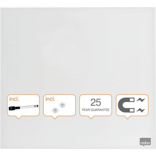 Tableau Mémo Magnétique En Verre - 450 X450 Mm -blanc - Nobo