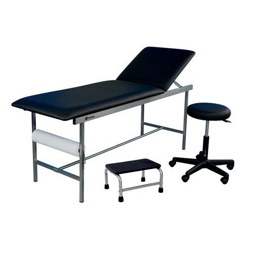 Kit Divan D'examen Inox Tabouret Marchepied 1 Marche - Noir