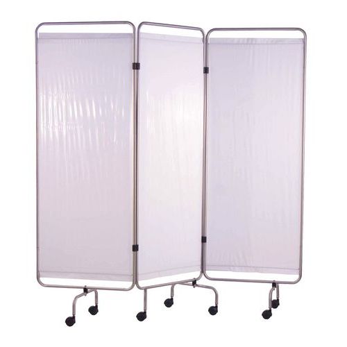 Paravent Inox 3 Panneaux Avec Rideaux Tendus Blanc