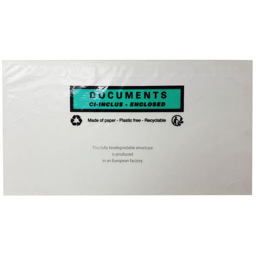 Pac List - Pochette porte-documents DL 228x120 mm papier cristal - Emballage 100% recyclable et recyclé