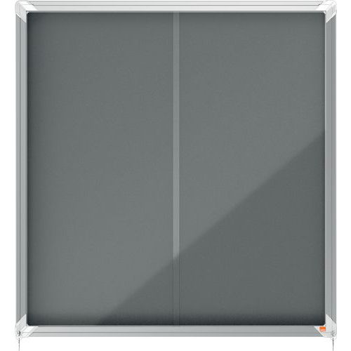 Vitrine D'affichage Porte Coulissante - Gris - 12xa4 - Nobo