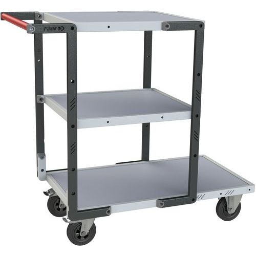 Fimm - Servante 3 plateaux 250kg - Mélaminé - Gris/Gris Clair - 1245x640x945mm - Éco-responsable