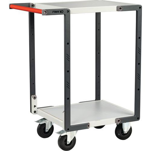 Fimm - Servante 250 kg 2 plateaux - Mélaminé Gris - Roues Caoutchouc - Éco-responsable