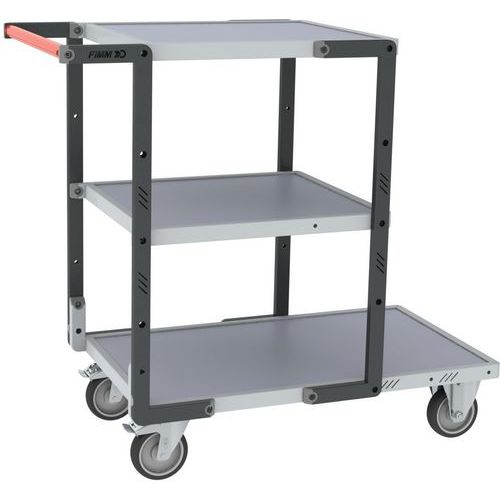 Fimm - Servante 3 plateaux 250kg - Mélaminé Gris - Montage facile - Éco-responsable