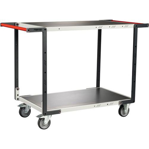 Fimm - Servante plate 2 plateaux - Roues TPE - 250 kg - Gris - Éco-responsable