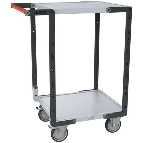 Fimm - Servante à roulettes TPE 2 plateaux - 250 kg - Mélaminé gris - Éco-responsable