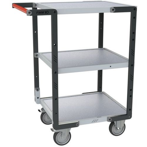 Fimm - Servante à roulettes TPE 3 plateaux - 250 kg - Mélaminé - Éco-responsable