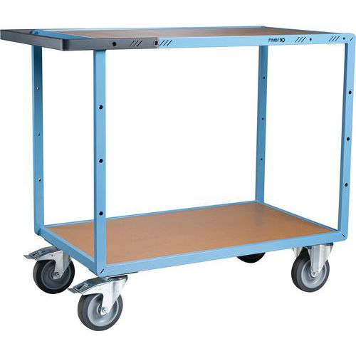 Fimm - Servante d'atelier 2 plateaux Médium - 400 kg - Roues TPE - Bleu - Éco-responsable