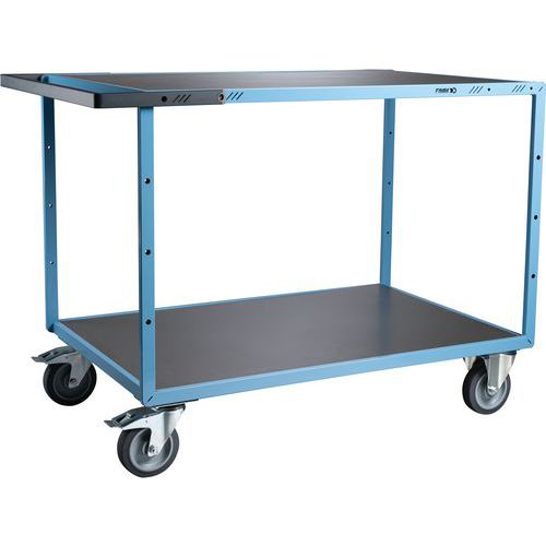 Fimm - Servante mécano-soudée 2 plateaux - 400 kg - Roues TPE - Bleu - Éco-responsable