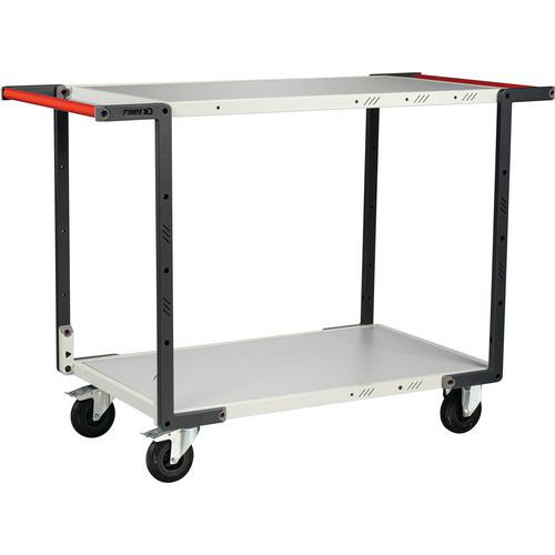 Fimm - Servante à roulettes 250kg - 2 plateaux mélaminé 850x495mm - Livrée montée - Éco-responsable