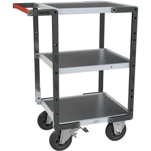 Fimm - Servante à roulettes 3 plateaux 250kg - Charge 90kg/plateau - Tôle galvanisée - Gris