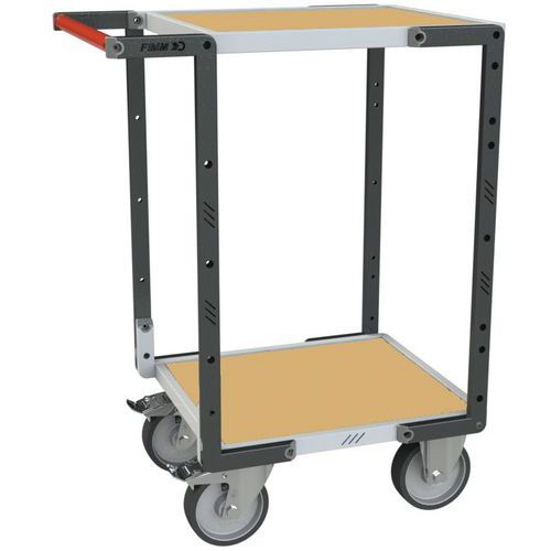 Fimm - Servante à roulettes 400kg 2 plateaux Médium - Gris - Montée et Éco-responsable
