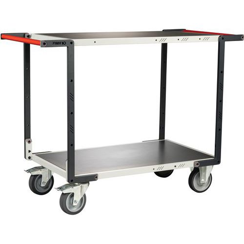 Fimm - Servante à roulettes 400kg - 2 plateaux 850x495mm - Tôle galvanisée - Charge 140kg/plateau - Éco-responsable