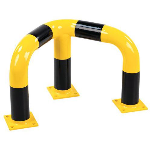 Manutan Expert - Barrière de protection d'angle Acier Noir/Jaune - H 350mm - Intérieur/Extérieur - Idéal Stockage