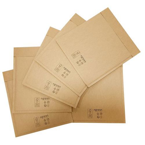 Jovipack - Boîte 200 Enveloppes Matelassées Papier Marron 15x20.8cm - Recyclées et Recyclables - Éco-responsable
