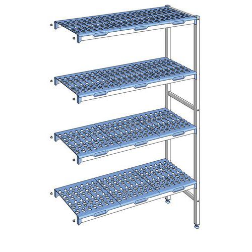 Tournus Equipement - Rayonnage d'angle alimentaire 4 niveaux - L.115.1 x P.40 x H.175cm - Charge 200kg/tablette - Idéal HACCP