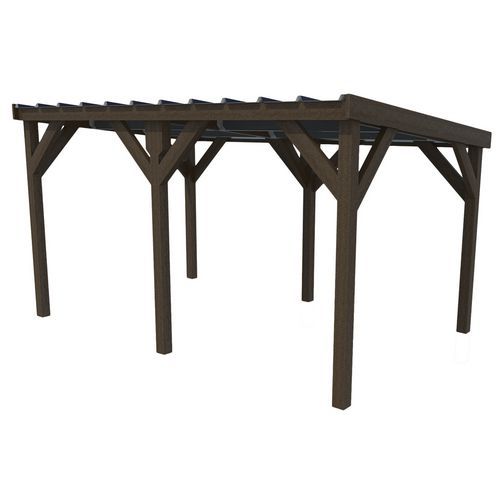 Pergola Pour Table De Pique Nique Pmr 379 X 252 Cm Toit 1 Pan - Marron