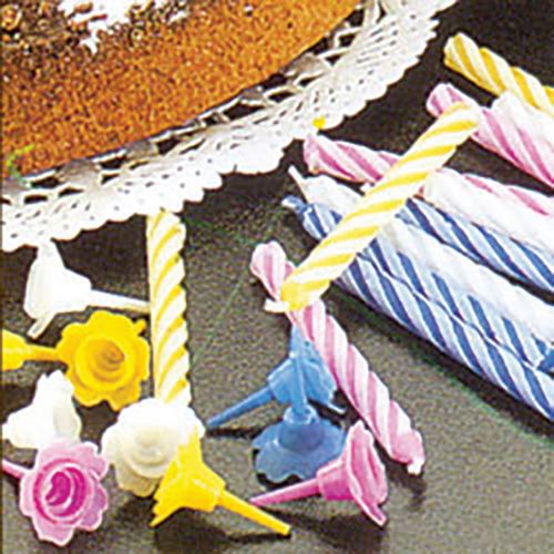 Bougies D'anniversaire Par 24 Avec 12 Supports Assortis