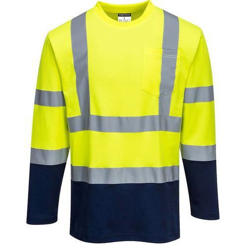 T-shirt Bicolore à Manches Longues S280 Bleu/jaune L
