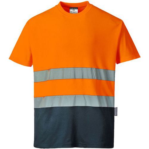 T-shirt Bicolore à Manches Courtes S173 Bleu/orange Xxl