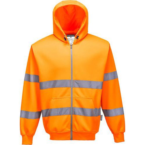Sweatshirt Zip Haute-visibilité à Capuche B305 Orange Xxxl