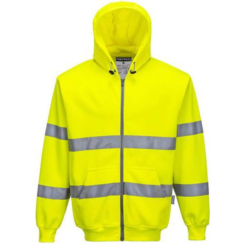 Sweatshirt Zip Haute-visibilité à Capuche B305 Jaune L
