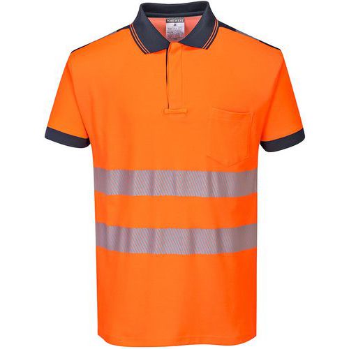 Polo Haute Visibilité Pw3 Manche Courte T180 Bleu/orange Xl