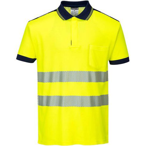 Polo Haute Visibilité Pw3 Manche Courte T180 Bleu/jaune S
