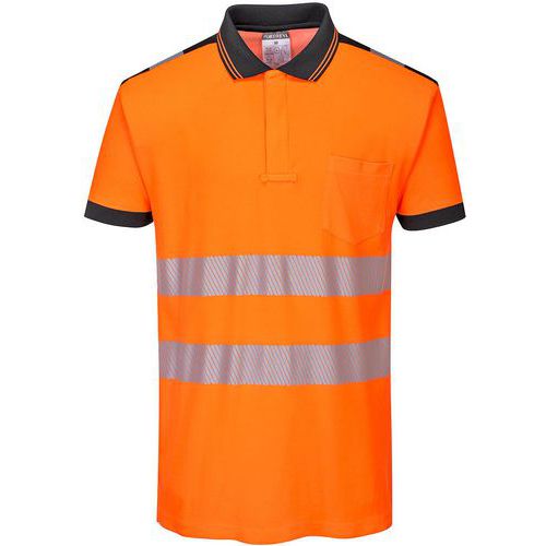 Polo Haute Visibilité Pw3 Manche Courte T180 Noir/orange S