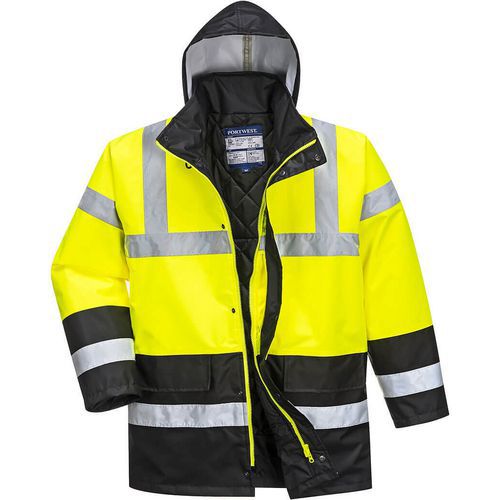 Parka Haute-visibilité Imperméable Traffic S466 Noir/jau S
