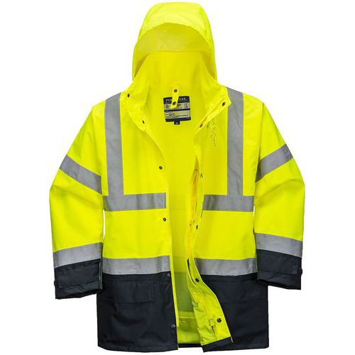 Portwest - Parka Haute-Visibilité 5-en-1 Executive S768 - Bleu/Jaune XXL - Polyester Oeko-Tex - Doublure Amovible