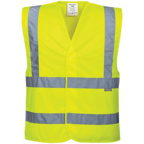 Portwest - Gilet haute-visibilité C470 Jaune L - Double ceinture, Polyester Oeko-Tex, Léger et Confortable