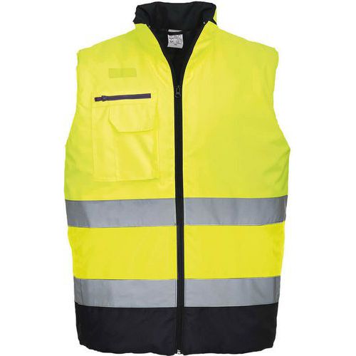 Portwest - Gilet Bodywarmer Haute Visibilité Bicolore S267 - Bleu/Jaune XL - Polyester Oeko-Tex - Confort et Sécurité