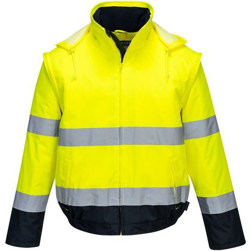 Portwest - Blouson Haute Visibilité 2-en-1 C464 - Bleu/Jaune XXXL - Imperméable, Chaud, UPF 50+