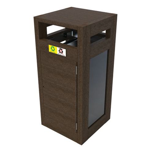 Poubelle Canopée Vigip Tri 2x60l Plexi Protège Pluie Portes Sac Marron