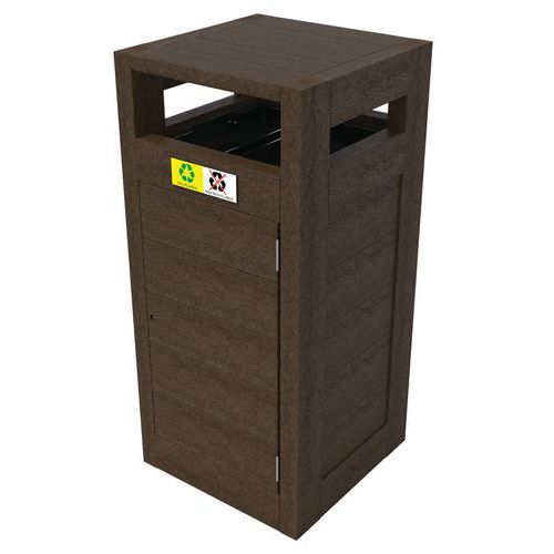 Poubelle Canopée Tri 2 X 60 L Protège Pluie Portes Sac - Marron