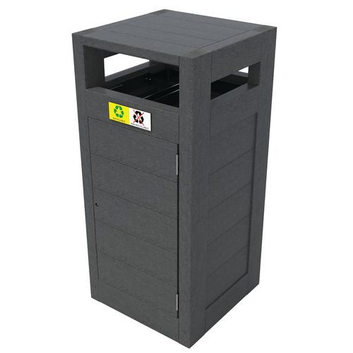 Poubelle Canopée Tri 2 X 60 L Protège Pluie Portes Sac - Gris
