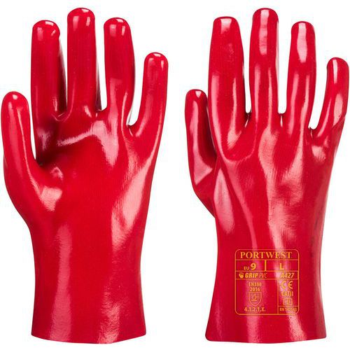 Gants De Manutention Chimique Pvc Rouge 23cm A427 T.10