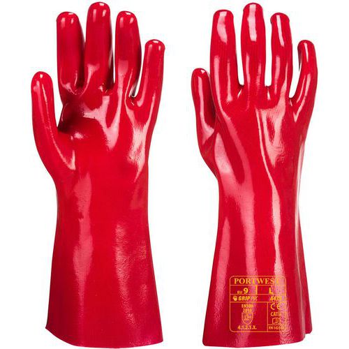 Gants De Manutention Chimique Pvc Rouge 35cm A435 T.10