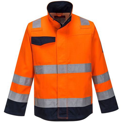 Portwest - Veste de travail Modaflame RIS MV35 - Bleu/Orange - Taille S - Multi-norme, Résistante Flamme, Antistatique, Oeko-Tex