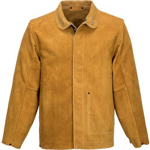 Portwest - Veste de soudeur SW34 en cuir - Beige - Taille L - Protection classe 2 - Oeko-Tex