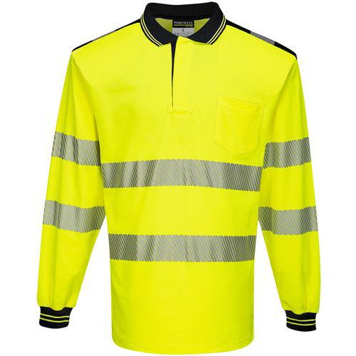 Polo Haute Visibilité Pw3 T184 Noir/jaune L - Unisexe