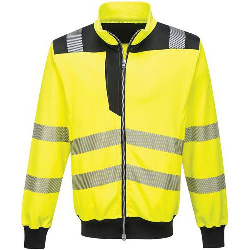 Sweatshirt Zippé Pw3 Haute Visibilité Pw370 Noir/jaune Xl