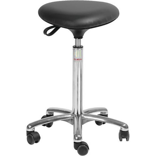 Tabouret Alu50 Assise Tria Imitation Cuir Noir