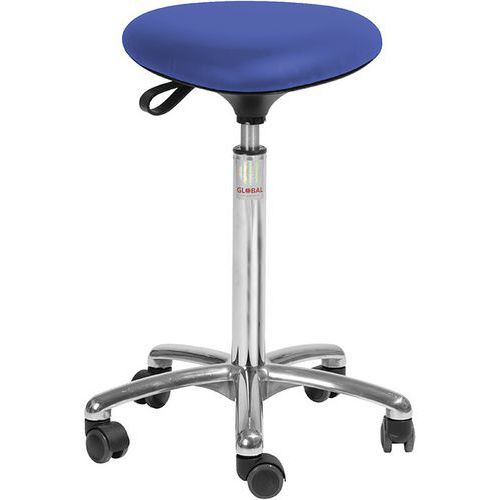 Tabouret Alu50 Assise Tria Imitation Cuir Bleu